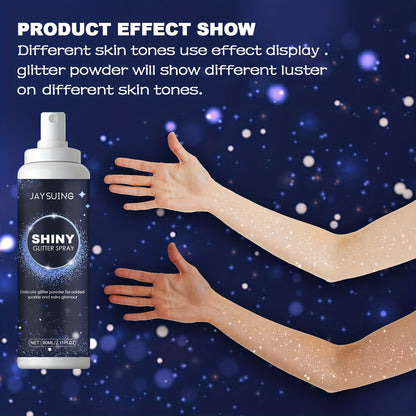 1PCS Glitter Spray Shimmer Silver Glitter Hairspray, Hair Body Glitter Spray, Silver Holographic Highlight Powder Spray For Party Perform Brighten Makeup