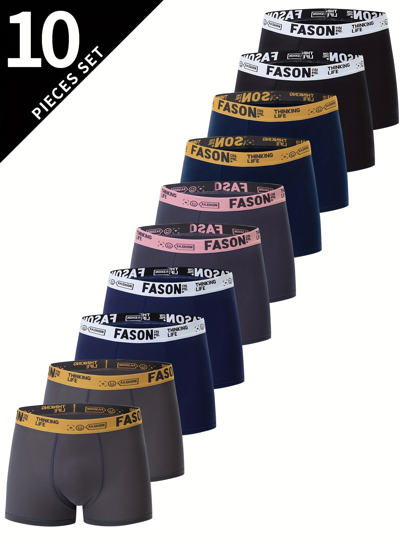 10-Pack Men's Underwear, Casual Boxer Briefs, Breathable and Comfortable Elastic Boxers, Athletic Shorts