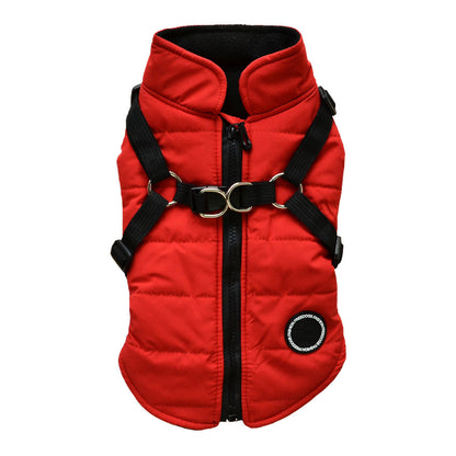 Warm Padded Dog Vest with Harness for Small and Medium Dogs - Red Coat for Extra Comfort and Security Christmas Gift