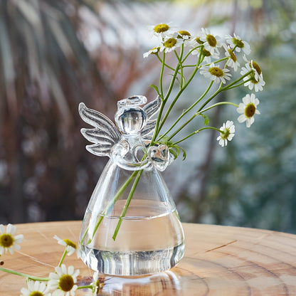 1pc Angel Design Glass Vase, Clear Flower Plant Terrarium Container Hanging Vase, Wedding Party Home Decor Garden Ornaments Hanging Planter