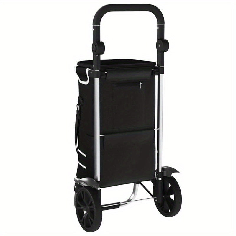 Outdoor shopping cart, shopping trolley with wheels and adjustable handle, black, 40L, durable and suitable for outdoor use, Shopping Trolley with Wheels And Bag, Large Shopping Cart with Wheels, Trolley Bags for Shopping, Fo