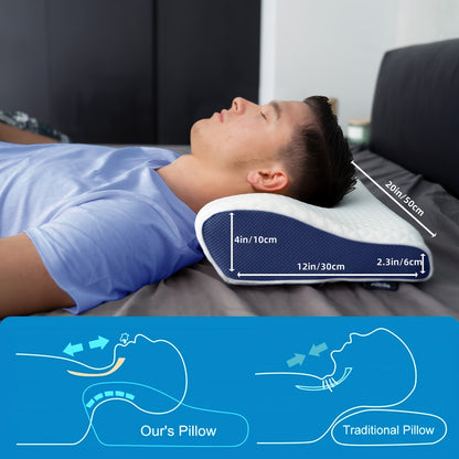 1pc Contoured Memory Foam Pillow for Neck and Back relax - Improves Sleep for Side, Back, and Stomach Sleepers