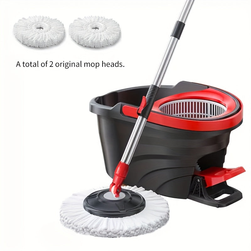 Rotating Mop with a Hands-Free Cleaning Bucket, Featuring a Telescopic Handle, Foot Pedal, And Manual Pressure for Dual-Drive Floor Cloth.