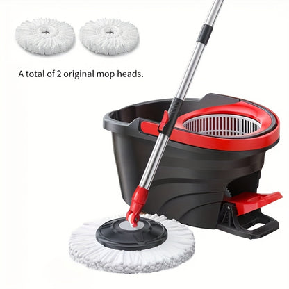 Rotating Mop with a Hands-Free Cleaning Bucket, Featuring a Telescopic Handle, Foot Pedal, And Manual Pressure for Dual-Drive Floor Cloth.