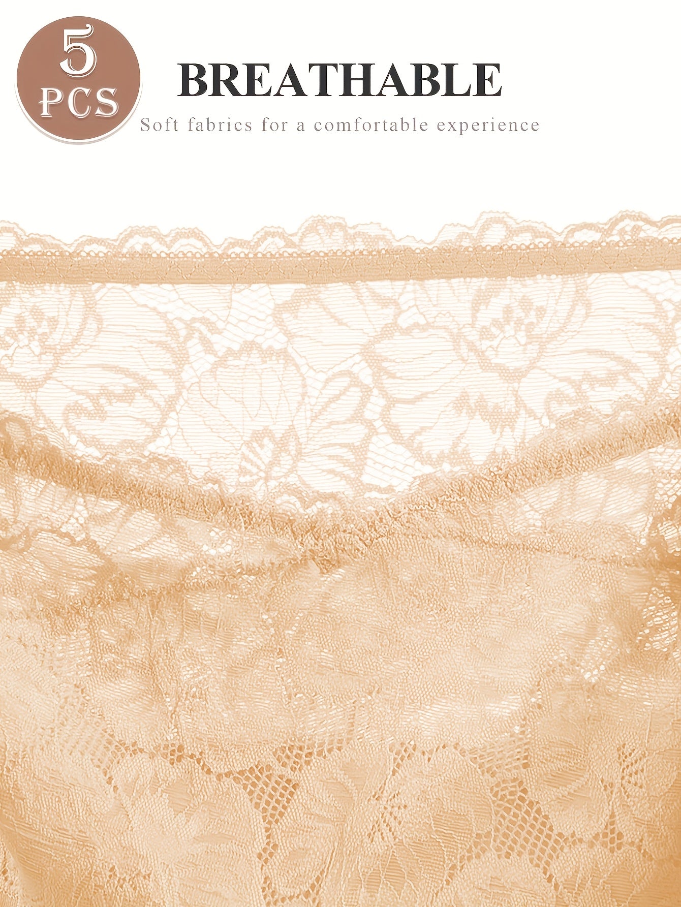 5pcs Women's High-Waisted Tummy Control Briefs - Soft Lace Trim, Butt-Lifting & Tummy Control, Elegant Lace Underwear For Everyday Comfort