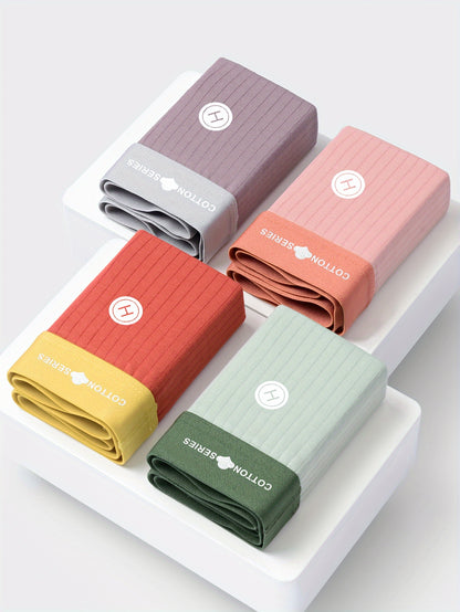 4pcs Men's Underwear, Cotton Breathable Soft Comfy Skin-friendly Stretchy Boxer Briefs Shorts, Perfect For Everyday Wear