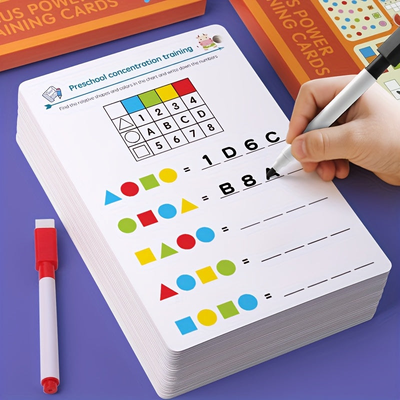 Conjunto de Caderno Mágico Reutilizável com 64 Páginas | Desenvolvimento Cerebral Integral, Controlo da Caneta e Atividades Educativas de Desenho | Aprenda a Escrever com Papel | Páginas Coloridas | Presente para o Regresso às Aulas