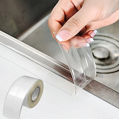 1 Roll Transparent Kitchen Bathroom Sealing Tape - 3.81cm x 5.0meter Self-Adhesive Waterproof Gap Filler Strip, Suitable for Countertops Stoves Sinks Multi Surface Use Clear Weatherstrip, Stove Side Protector, Stove Tape, Sto