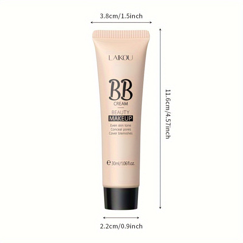 LAIKOU Waterproof BB Cream Full Coverage Concealer, Natural/Ivory/Tan 30ml, Long Lasting Foundation Make Up, Oil Control, Even Skin Tone, Hide Pores
