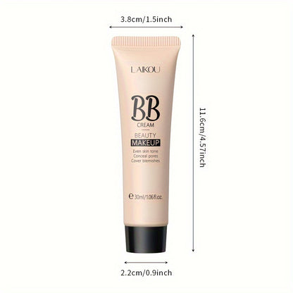 LAIKOU Waterproof BB Cream Full Coverage Concealer, Natural/Ivory/Tan 30ml, Long Lasting Foundation Make Up, Oil Control, Even Skin Tone, Hide Pores