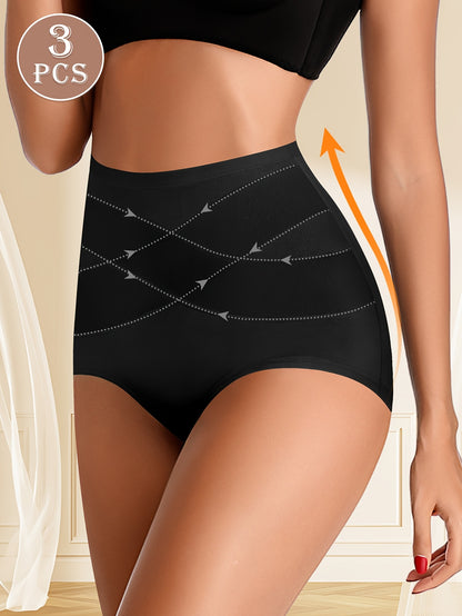 3pcs Women's High-Waist Tummy Control Butt Lifting Full Coverage Shapewear Panties, Seamless Panty for Women High Waist, Plus Size Sexy Underwear Bottoms for Women, Tummy Control Seamless Underwear, High Waisted Panties for W