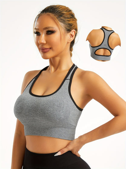 Women's Sports Bra, Racerback, Low Cut, Racerback Open Back, Yoga Fitness Running Outdoor Wear