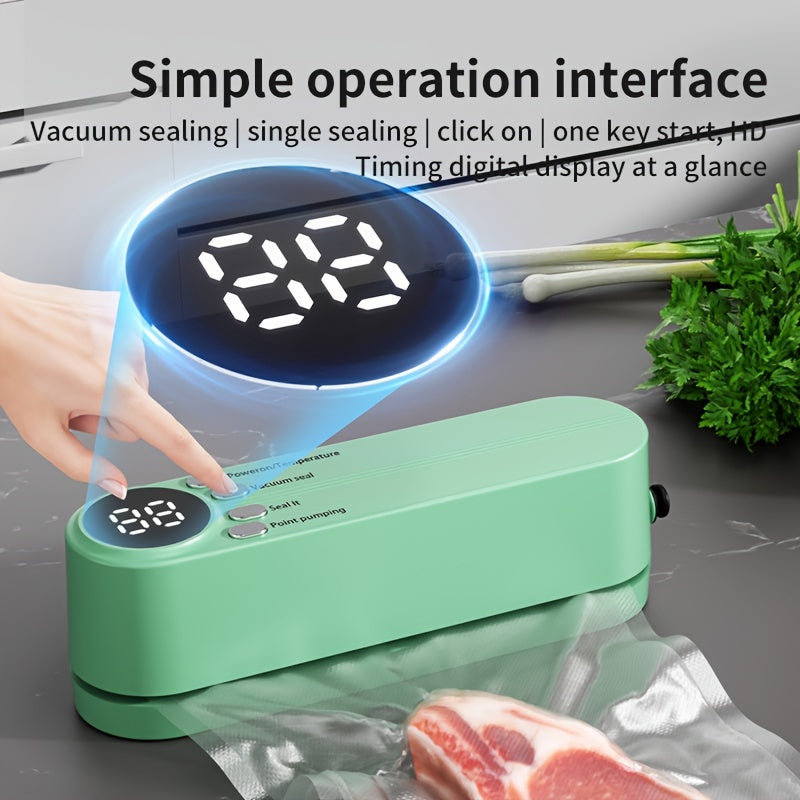 USB Rechargeable Vacuum Sealer, 1200mAh Battery, Multifunctional Home and Outdoor Vacuum Sealer, Inflatable, Space-Saving Design, Suitable for Freshness of Food, Snacks, Meat, Fruits, Vegetables - ≤36V Operating Voltage