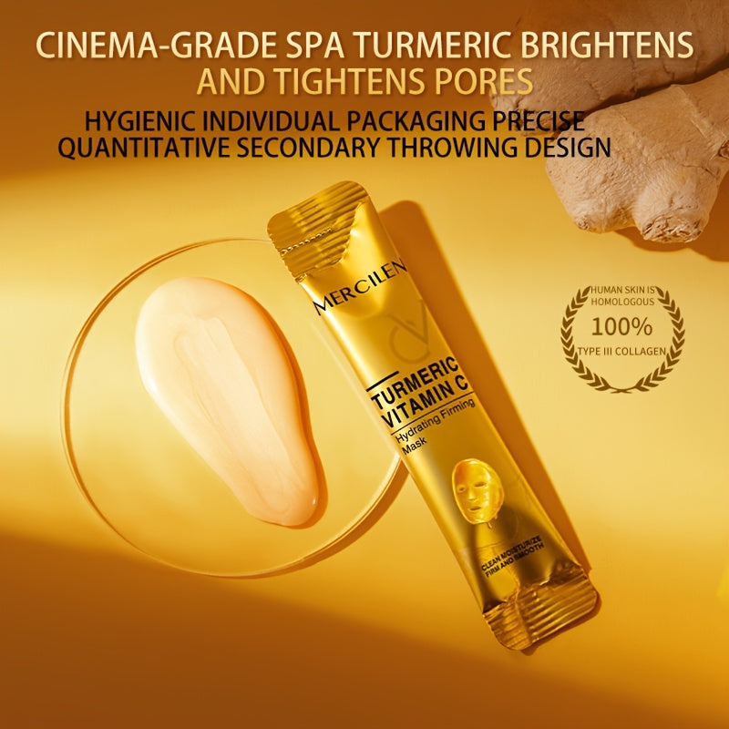 Turmeric Vitamin C retinol Moisturizing and firming Mask 6g*10 pack, containing collagen, vitamin E, niacinamide and plant squalane, deep cleaning, moisturizing and firming, even Light Beige, fine pores, suitable for all Ligh