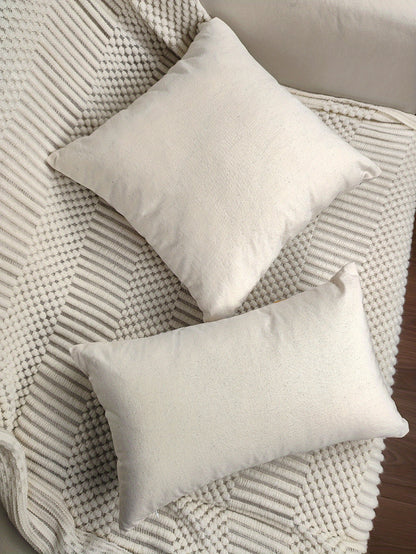 1pc Leaf Embroidered Decorative Throw Pillow Case, Canvas Cushion Cover For Living Room, Home Decor