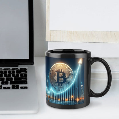 1pc 11oz Bitcoin Ceramic Coffee Mug – Insulated Reusable Tea Cup with Crypto-Themed Design, Perfect Gift for Women, Mom, or Girlfriend, Gift for Crypto Enthusiasts | Cryptothemed Mug | Sleek Glossy Finish