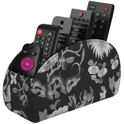 Remote Control Holder with 5 Compartments - Black Faux Leather Remote Caddy for TV, DVD, Blu-Ray, Media Player, And Heater Control, Independent Storage, Desk & Drawer Organizer for Home Storag, Desk & Drawer Organizer for Hom
