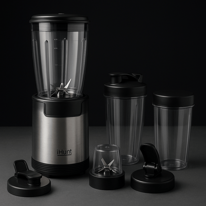 Multi Blender iHunt Bro 4-in-1, 900W, 18000 RPM, 1L, 6 Blades, Grinding, Smoothie Maker, Ice Crushing, 7 Accessories Included