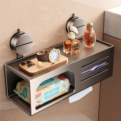 CYCY Wall-Mounted Bathroom Tissue Box Holder with Suction Cup Installation - Space-Saving Square Design, Durable Carbon Steel, Holds Multiple Rolls, Ideal for Toilet Paper & Face Towels, Modern Minimalist Style, Toilet Paper