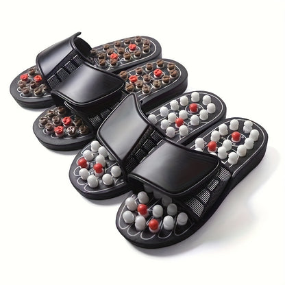 Massage Slippers Polka Dot Japanese Rotating Health Massage Slippers Acupoint Health Care Foot Health Slippers, Open Toe Non-Slip Massage Shoes Reflex Foot