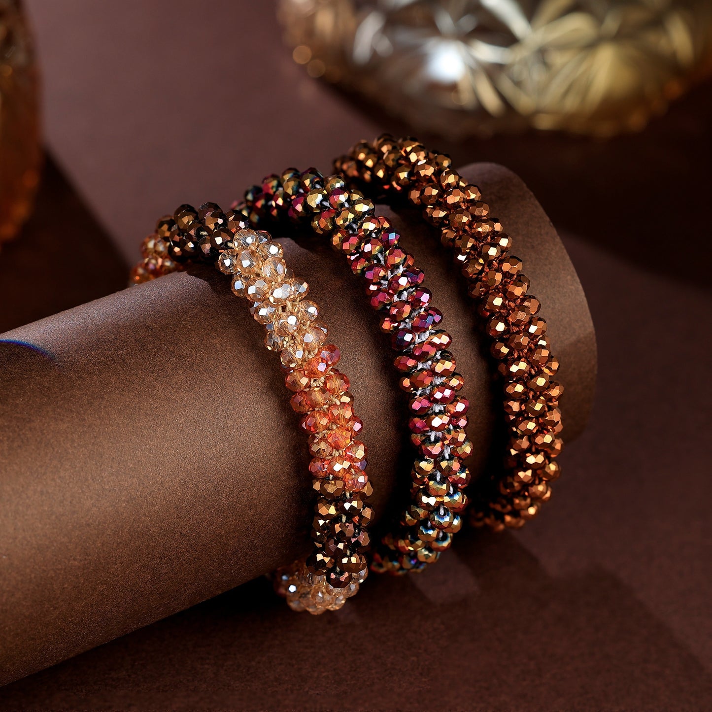 Esbbela 3pcs Bracelet Set Holiday Gift Beaded Artificial Crystal Stackable Strap Set with Elasticity Suitable for Women Men 16.51-20.32 cm Daily Vacation