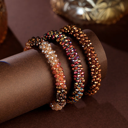 Esbbela 3pcs Bracelet Set Holiday Gift Beaded Artificial Crystal Stackable Strap Set with Elasticity Suitable for Women Men 16.51-20.32 cm Daily Vacation