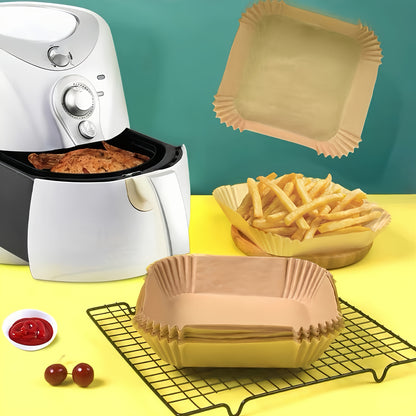 100pcs Non-Stick Air Fryer Liners - Brown Paper Sheets for Baking, Roasting And Microwaving - Easy to Clean, Healthier Cooking, Great for Home And Commercial Kitchens, Air Fryer Accessories
