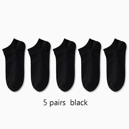 5 Pairs Ultra-Comfortable Low-Cut Ankle Socks - Breathable, Stretchy, and Durable for Sports & Casual Attire - Solid Black, Gray, and White, Sports Socks, Versatile Sock Options, Simple Sock Design, Breathable Fabric