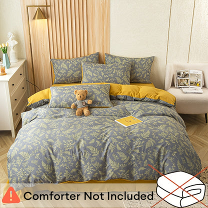 Dark Vine Pattern 4pcss Bedding Set Vintage Small Floral 4pcss Sheet Set Includes 1 Flat Sheet, 1 Duvet Cover, 2 Pillowcases - Washable Polyester Machine Washable - Breathable And Easy to Clean, Does Not Contain Down Duvet Or