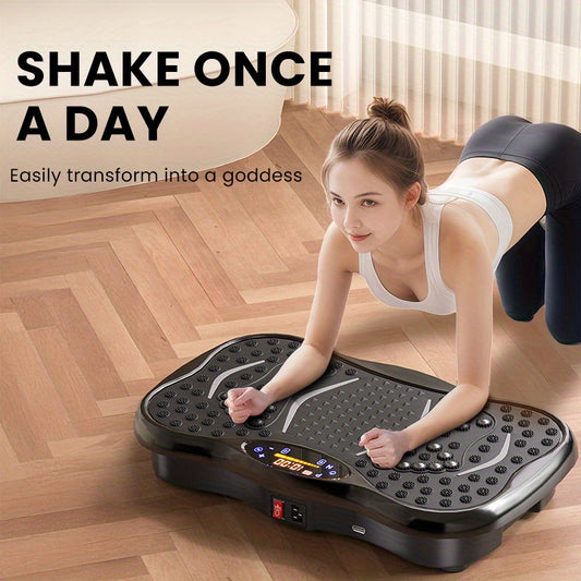 Vibration Plate Exercise Machine for Weight Loss - 10-Minute Full Body Workout with 3 Large Areas of Vibration, Portable Home Gym Fitness Equipment, No Battery Needed, Pink/Black, Weight Loss Exercise Machine, Sleek Exercise