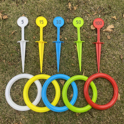 Colorful Rainbow Ring Toss Game Set for Youngsters & Adults - Durable PP Outdoor Fun for Beach, Garden, Lawn & Backyard - Ideal Christmas, Halloween, Thanksgiving Gift