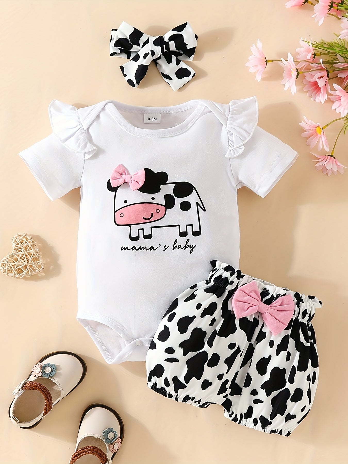 3pcs Short Sleeve & Shorts Set for Newborns - "I'm Daddy's Girl" Letter Print Pants and Headband, Mommy's World Alphabet Kids' Outfit, Perfect for Outdoor