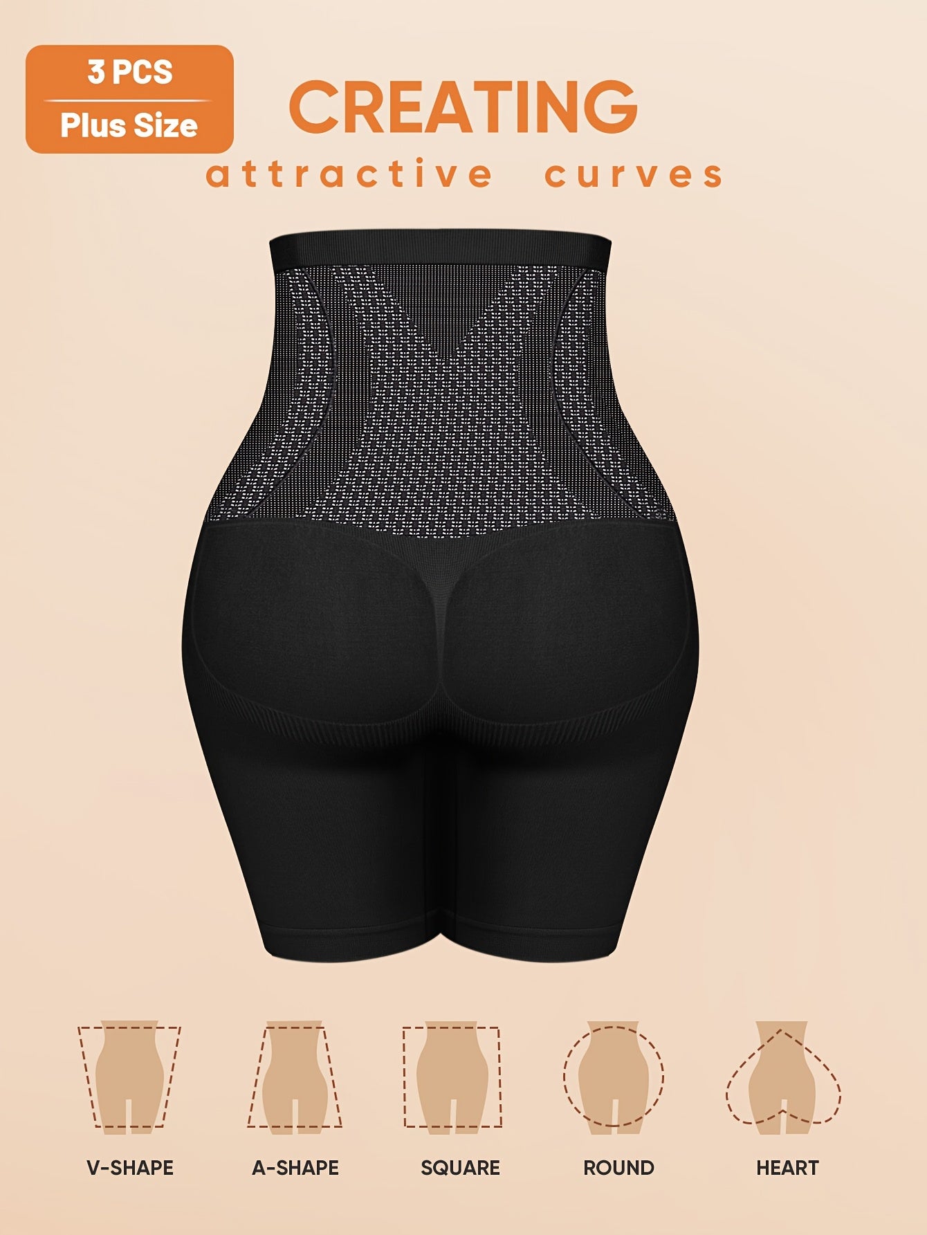 3-Pack Plus Size Women's Shaping Panties, High Elasticity Briefs