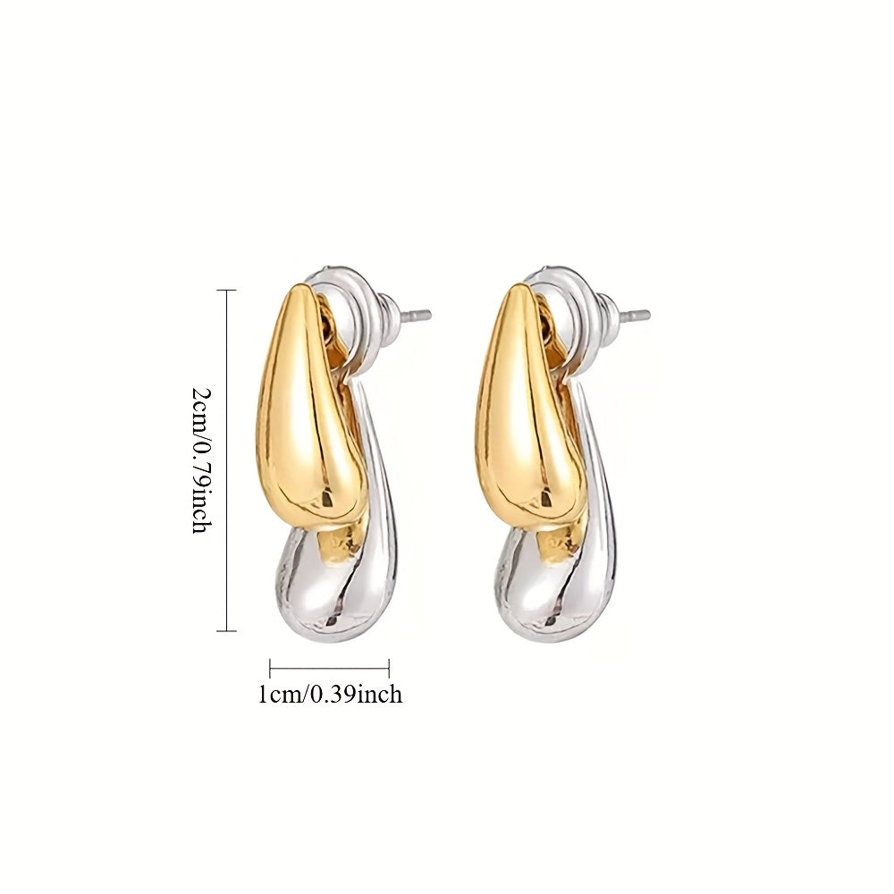 AIVEO Women's Hypoallergenic Stainless Steel KC Golden Plated (KC Golden) Teardrop Earrings - Anti-Fade Sensitive Beige Dainty Studs, Minimalist Elegant Drop Jewelry for Daily Wear, Parties & Sensitive Nose/Piercing, Year-Rou