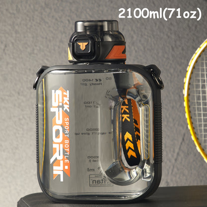 1pc TKK Leakproof Sports Water Bottle Jug with Handle & Straw - Wide Mouth, BPA-Free, for Gym, Travel, Camping, Yoga - Available in 1000ml/1600ml/2100ml (33.81oz/54.1oz/71.01oz) - Ideal Gift for Athletes, Hikers, Outdoor Enth