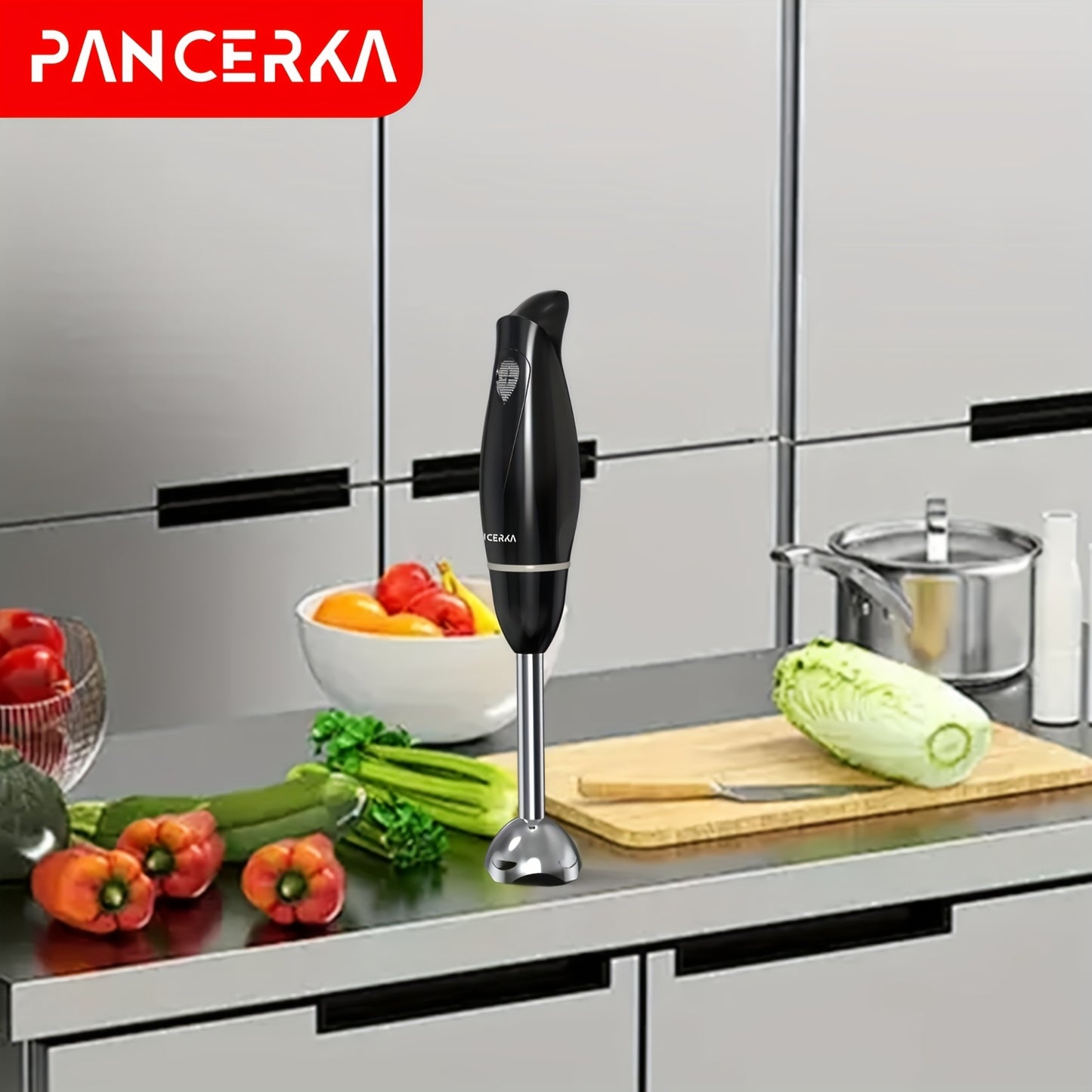 PANCERKA 1 Set PANCERKA 100 Watt Immersion Multi-Purpose Hand Blender with a Heavy-Duty Copper Motor, Brushed 304 Stainless Steel, And Attachments for Whisking And Frothing Milk, Featuring Stainless Steel Blades Suitable for