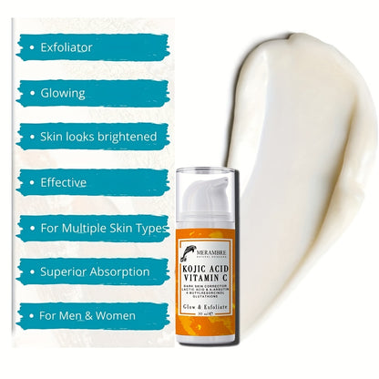 30ml Kojic Acid Serum Vitamin C Serum Dark Skin Glowing Even Skin Tone For Face And Body With Niacinamide Arbutin Glutathione 4-Butylresorcinol Exfoliator Glowing Renew Skin Looks Visibly Younger