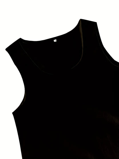Solid Matching Two-piece Set, Casual Sleeveless Tank Top & Loose Pants Outfits, Women's Clothing