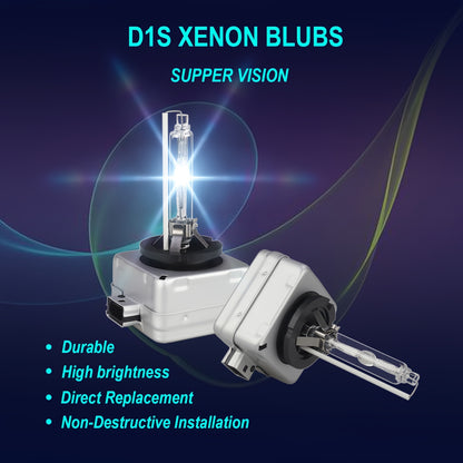 2pcs D1S-6000K Xenon Car Headlight Bulbs, 35W High Brightness & Long Life - Easy Install, No Glare, Aluminum Shell