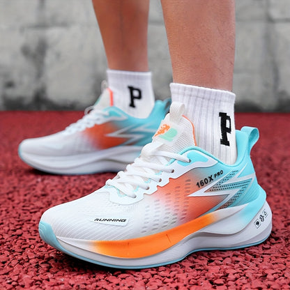 Men's Lightweight Breathable Hiking & Running Shoes - Trail, Gym, Road Shoes - Turquoise & Neon Green Accents - All-Season Outdoor Sneakers - Cushioned MD Sole - Lace-Up Closure - Compatible with Women's Compatible Partners -