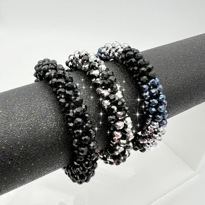 Esbbela 3pcs Bracelet Set Holiday Gift Beaded Artificial Crystal Stackable Strap Set with Elasticity Suitable for Women Men 16.51-20.32 cm Daily Vacation