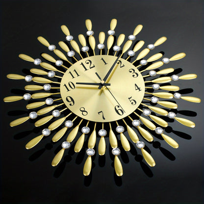 1pc 14.56 Inch Black Small Wall Clock For Living Room Decor, Modern Metal Wall Clocks For Kitchen Bedroom Office Decor, Non-Ticking Quiet Wall Clock Easy To Read