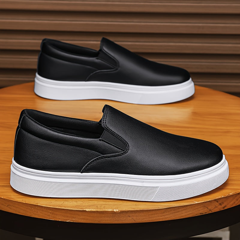 Mocassins para homem sem atacadores - Ténis antiderrapantes de cano baixo com bico redondo, estilo mocassins, com sola acolchoada em PVC, disponíveis em castanho/preto/branco/bege para uso diário e formal - Sapatos sociais minimalistas e versáteis.