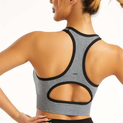 Women's Sports Bra, Racerback, Low Cut, Racerback Open Back, Yoga Fitness Running Outdoor Wear