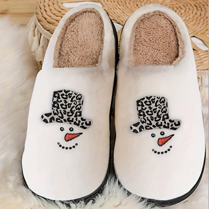 Christmas Tree Pattern Fuzzy Slippers, Winter Warm Closed Toe Flat Floor Shoes, Cozy Soft Sole Plush Home Slippers