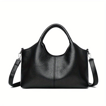 Women'S Stylish Black Leather Tote Bag - Large Capacity, Multi-Compartment Design with Zipper Closure, Perfect for Work, Travel, and Everyday Use, Travel Tote Bag | Versatile Shoulder Bag | Durable Zipper Closure, Large Tote
