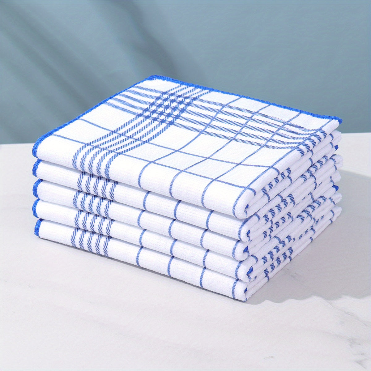 5/10pcs Absorbent and Fluff-Free Dish Cloths, Large 40*60cm Suitable for Quick Cleaning, Suitable for Coffee Machines, 4 Colors Kitchen Tea Towels, Grid and Square Kitchen Towels, Kitchen and Restaurant, Kitchen Supplies, Gif