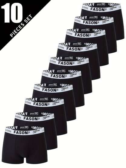 10-Pack Men's Underwear, Casual Boxer Briefs, Breathable and Comfortable Elastic Boxers, Athletic Shorts