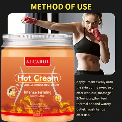ALCAROL Thermal Cream 250g - Turmeric & Vitamin E Abdomen, Buttocks, Thighs and Arms Thermal Cream | Strong Firming + Deep Moisturizing + Promoting Perspiration | Exercise Burning Improves | Suitable for All Light Beige Types