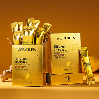 Turmeric Vitamin C retinol Moisturizing and firming Mask 6g*10 pack, containing collagen, vitamin E, niacinamide and plant squalane, deep cleaning, moisturizing and firming, even Light Beige, fine pores, suitable for all Ligh